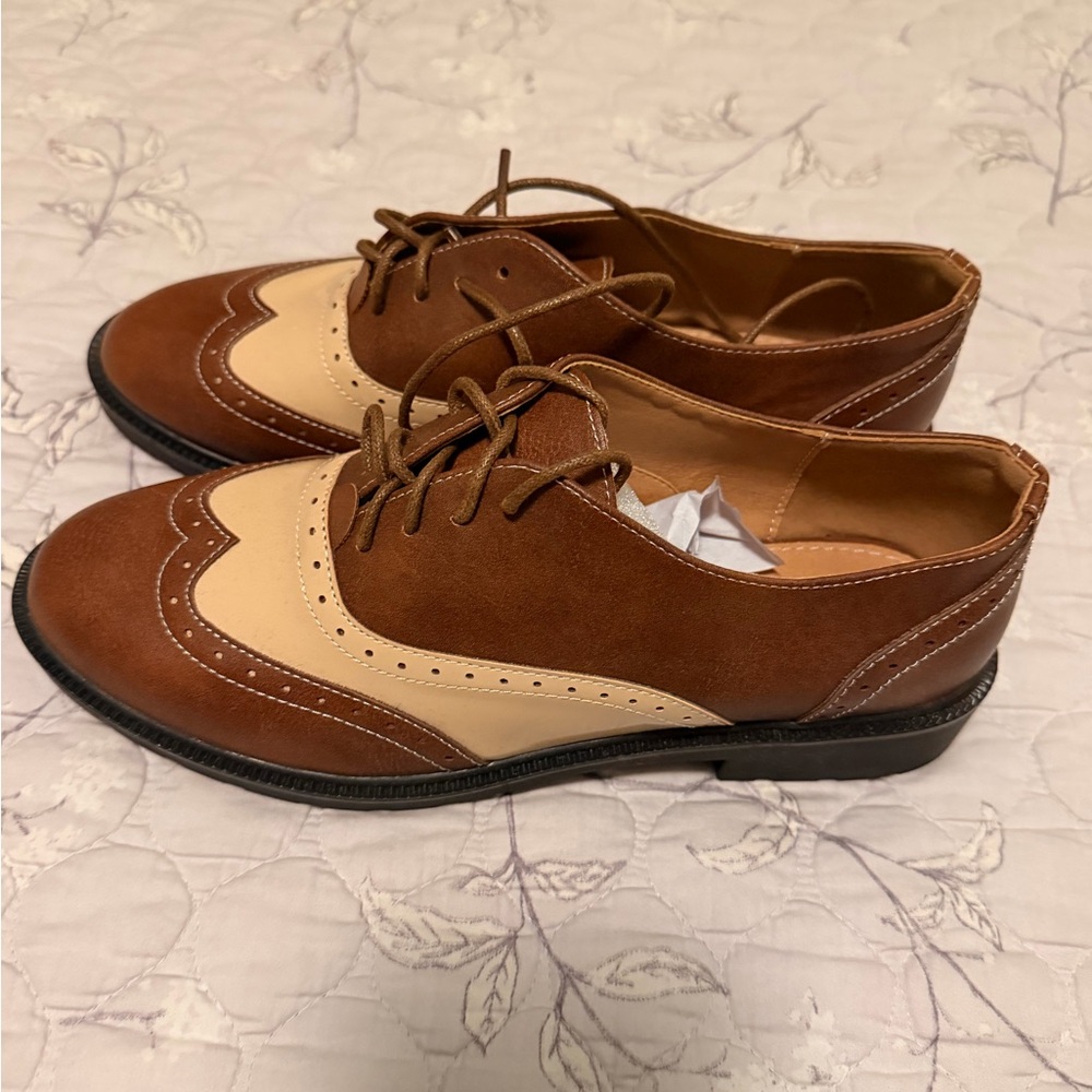 Brown and Cream Oxford Shoes